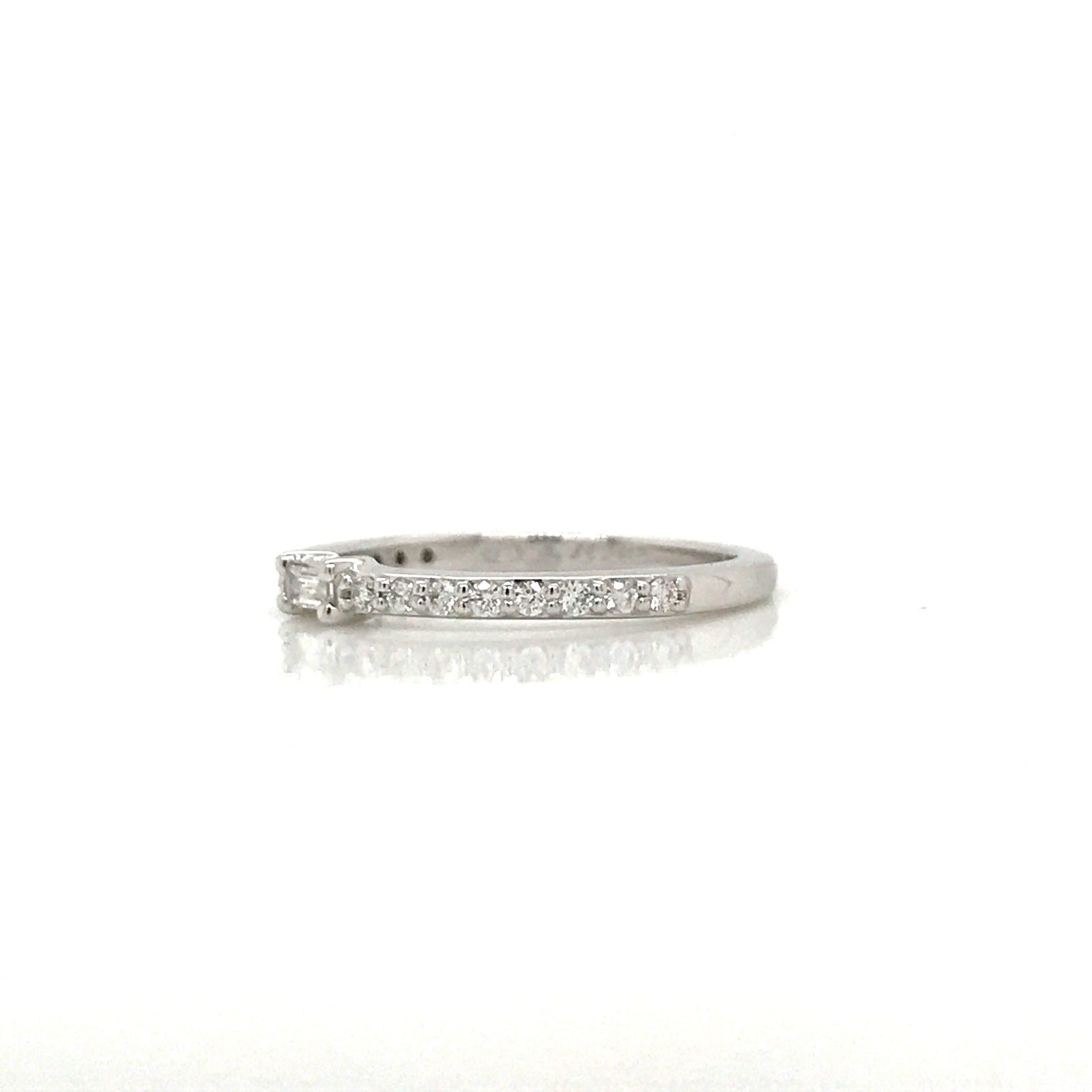 Petite Diamond Baguette and Pave Band - 14K Yellow Gold, White Gold, or Rose Gold