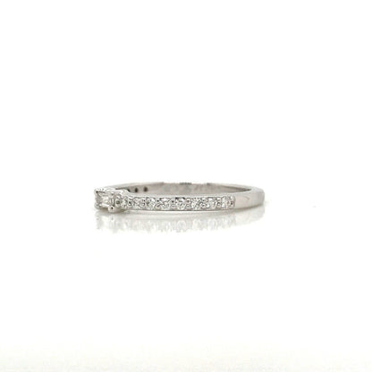 Petite Diamond Baguette and Pave Band - 14K Yellow Gold, White Gold, or Rose Gold