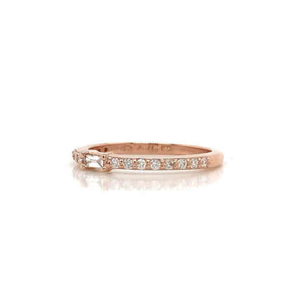 Petite Diamond Baguette and Pave Band - 14K Yellow Gold, White Gold, or Rose Gold