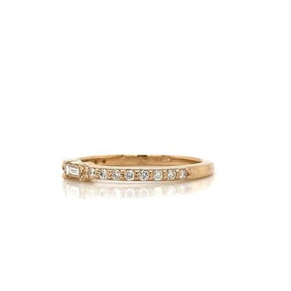 Petite Diamond Baguette and Pave Band - 14K Yellow Gold, White Gold, or Rose Gold