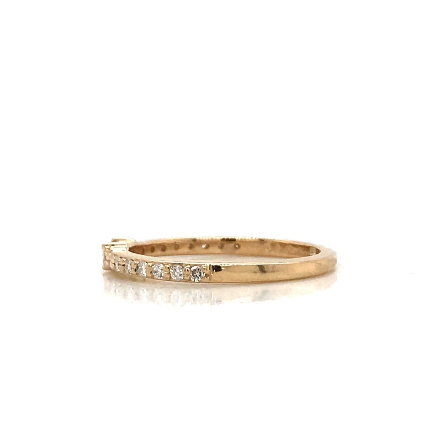 Petite Diamond Baguette and Pave Band - 14K Yellow Gold, White Gold, or Rose Gold