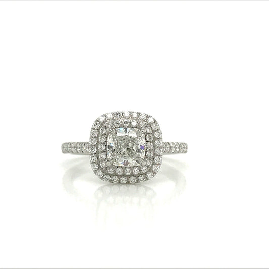 ENGR03385 Cushion Shaped Double Halo Diamond Engagement Ring