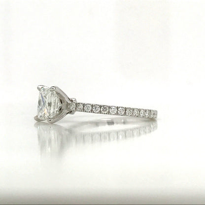 "ENGR03008" Princess Cut Diamond Engagement Ring in 14K White Gold With Diamond Pave
