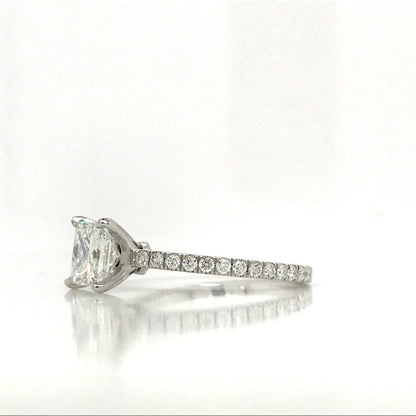 "ENGR03008" Princess Cut Diamond Engagement Ring in 14K White Gold With Diamond Pave