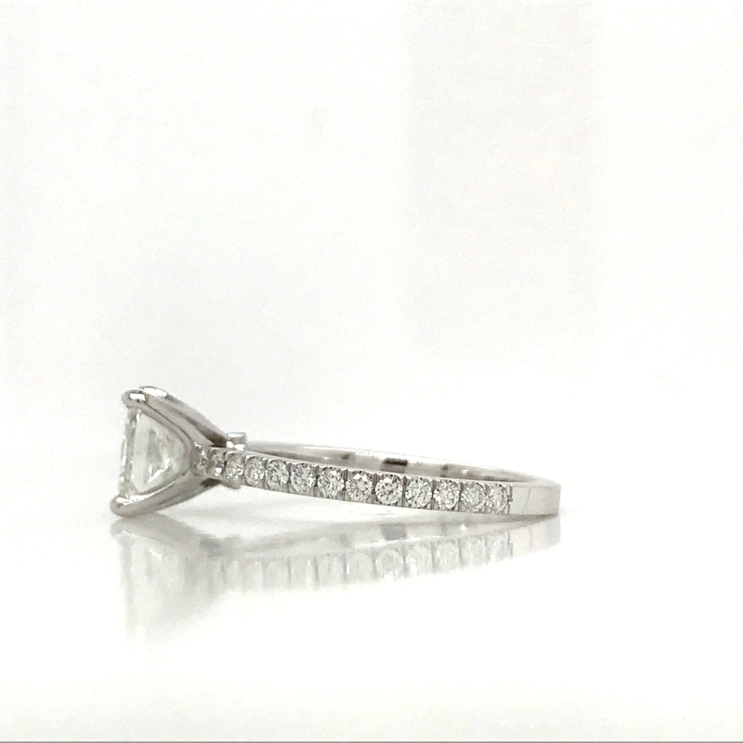 "ENGR03008" Princess Cut Diamond Engagement Ring in 14K White Gold With Diamond Pave