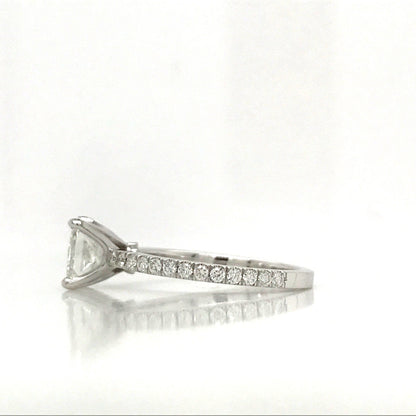"ENGR03008" Princess Cut Diamond Engagement Ring in 14K White Gold With Diamond Pave