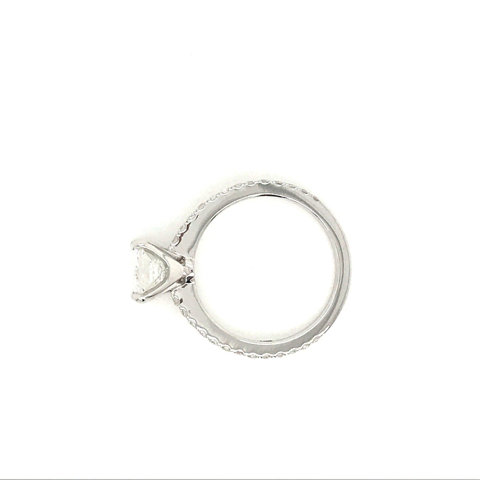 "ENGR03008" Princess Cut Diamond Engagement Ring in 14K White Gold With Diamond Pave