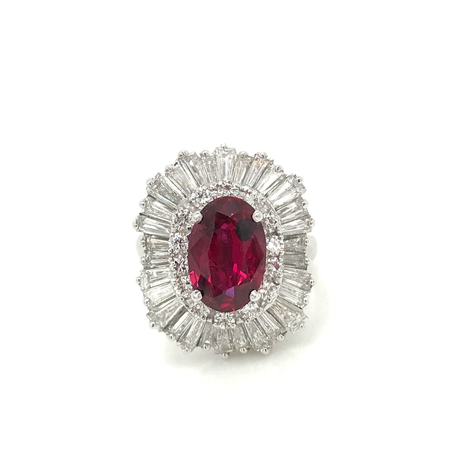 5.79 Total Carat Ruby and Diamond Ladies Ring in Platinum