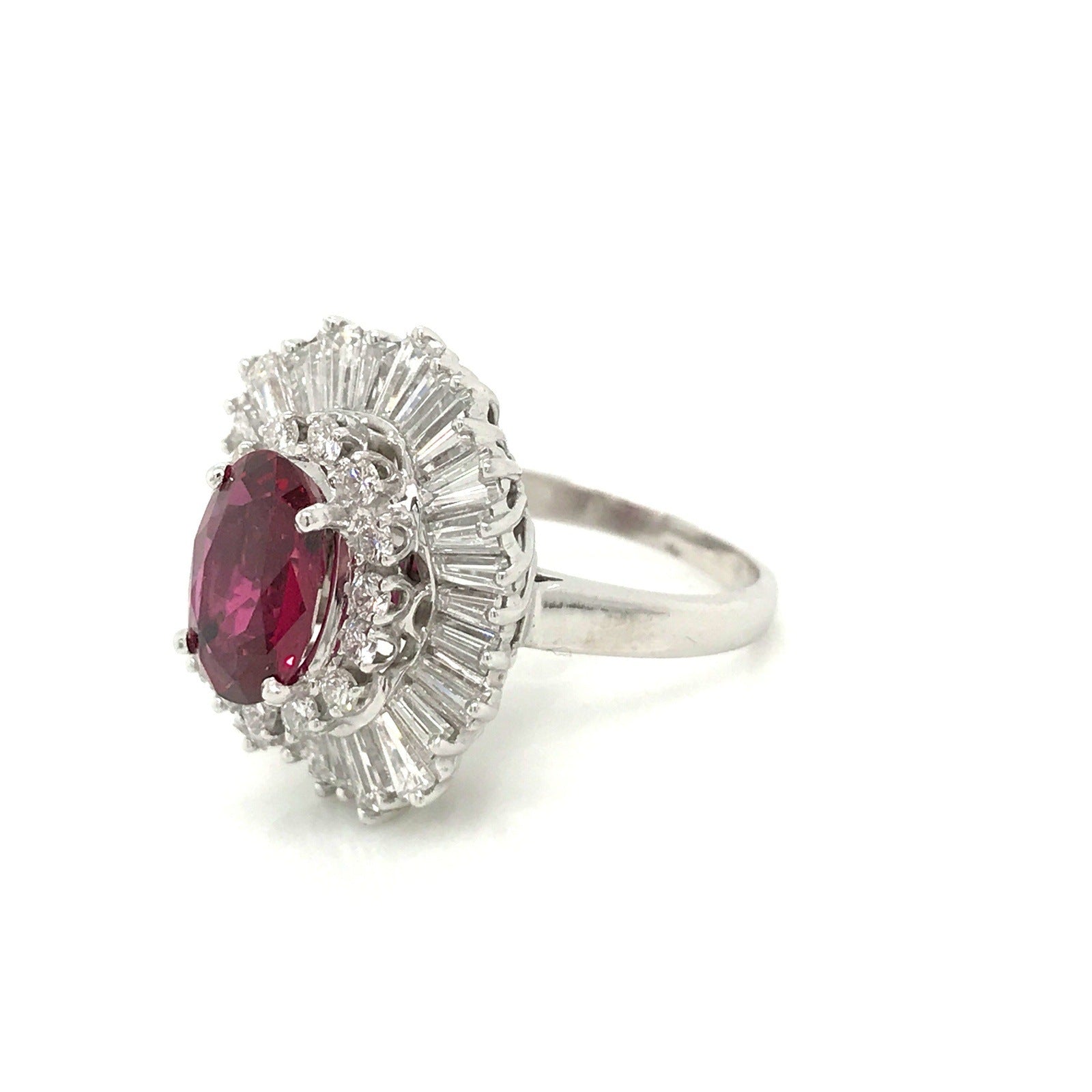 5.79 Total Carat Ruby and Diamond Ladies Ring in Platinum