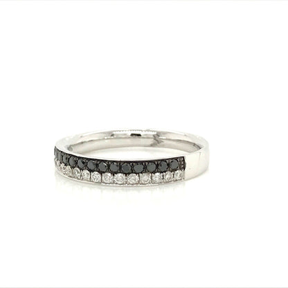 DBAND01773 Black and White Diamond Band in 18K White Gold