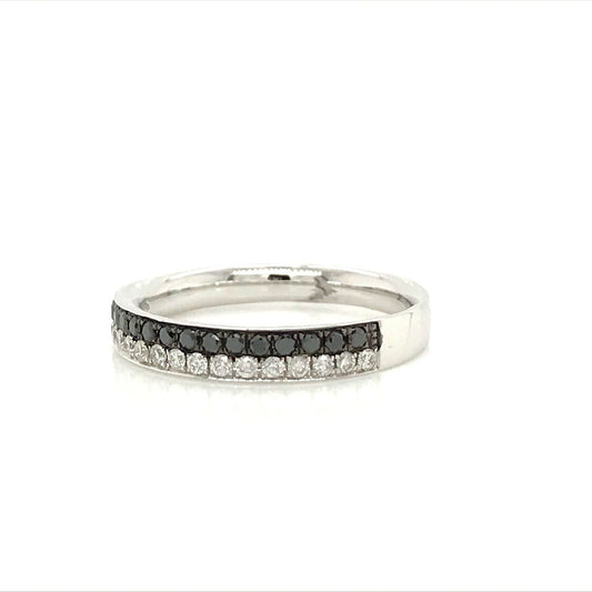 DBAND01773 Black and White Diamond Band in 18K White Gold