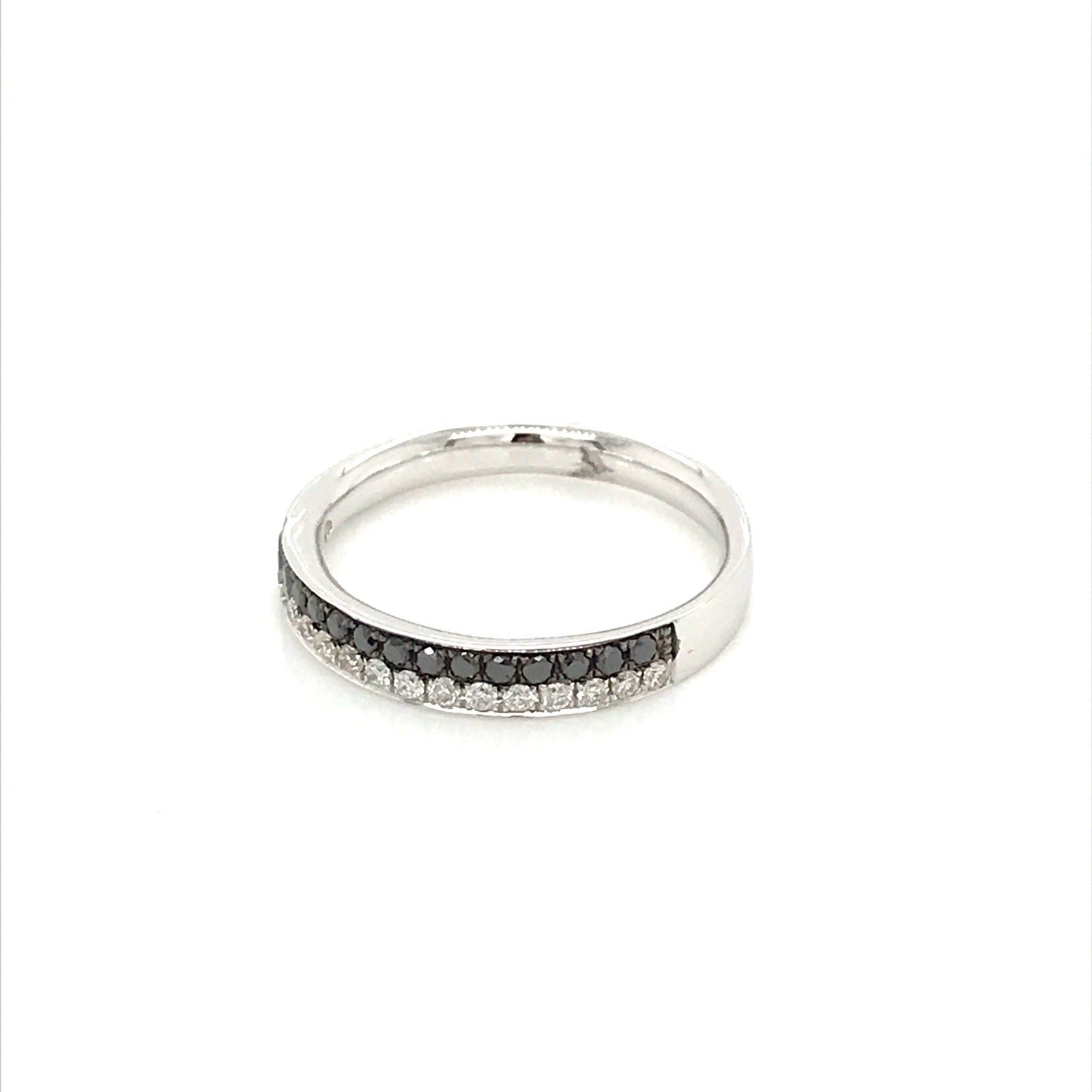 DBAND01773 Black and White Diamond Band in 18K White Gold
