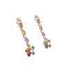 EARR01568 Rainbow Sapphire Flower Drop Earrings in 14K White Gold