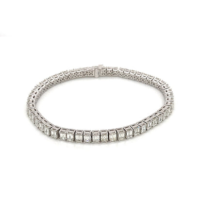 "BRAC01440" Emerald Shaped Diamond Tennis Bracelet in Platinum