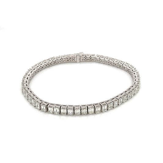 "BRAC01440" Emerald Shaped Diamond Tennis Bracelet in Platinum