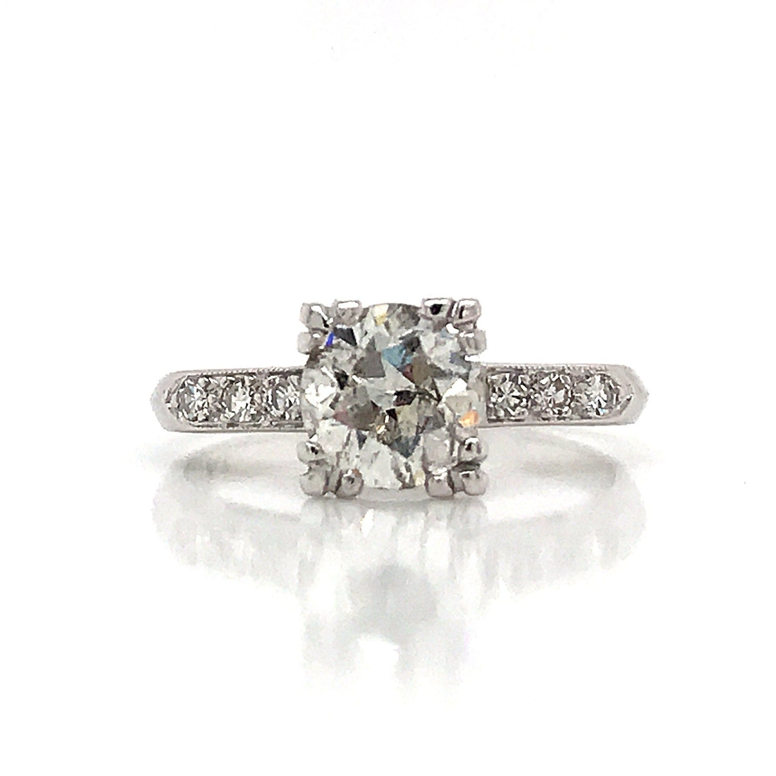 "ENGR02641" Vintage 1.18 Carat Old European Diamond Engagement Ring in Platinum