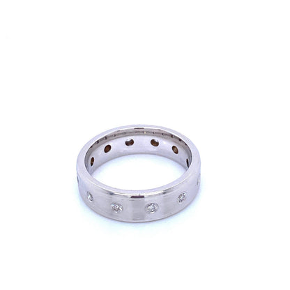 "MENRG01055" White Gold and Diamond Dot Style Wedding Band