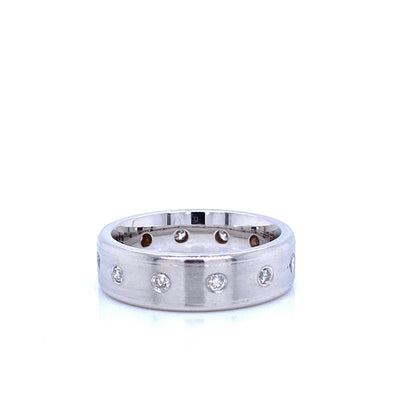 "MENRG01055" White Gold and Diamond Dot Style Wedding Band