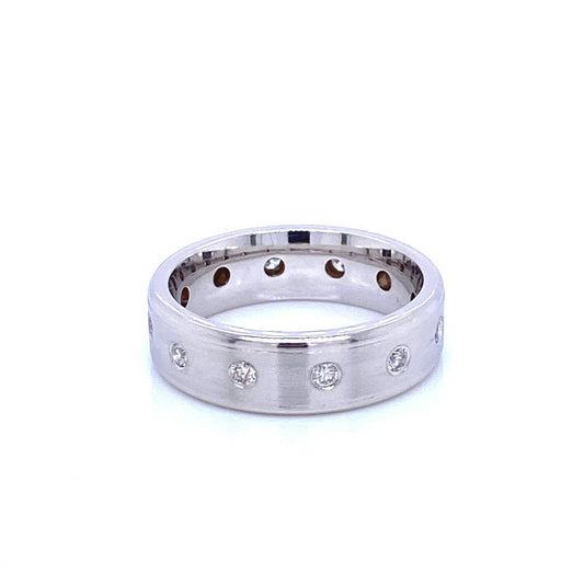 "MENRG01055" White Gold and Diamond Dot Style Wedding Band