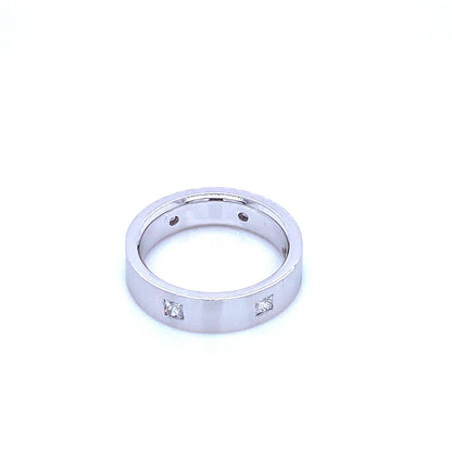 "DBAND01602" White Gold and Princess Cut Diamond Dot Style Classic Wedding Band