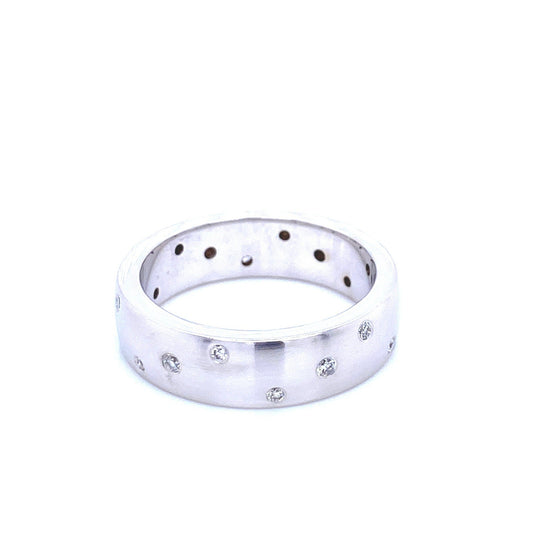 "ETNBD01125" 14K White Gold and Diamond Dot Style Wedding Band