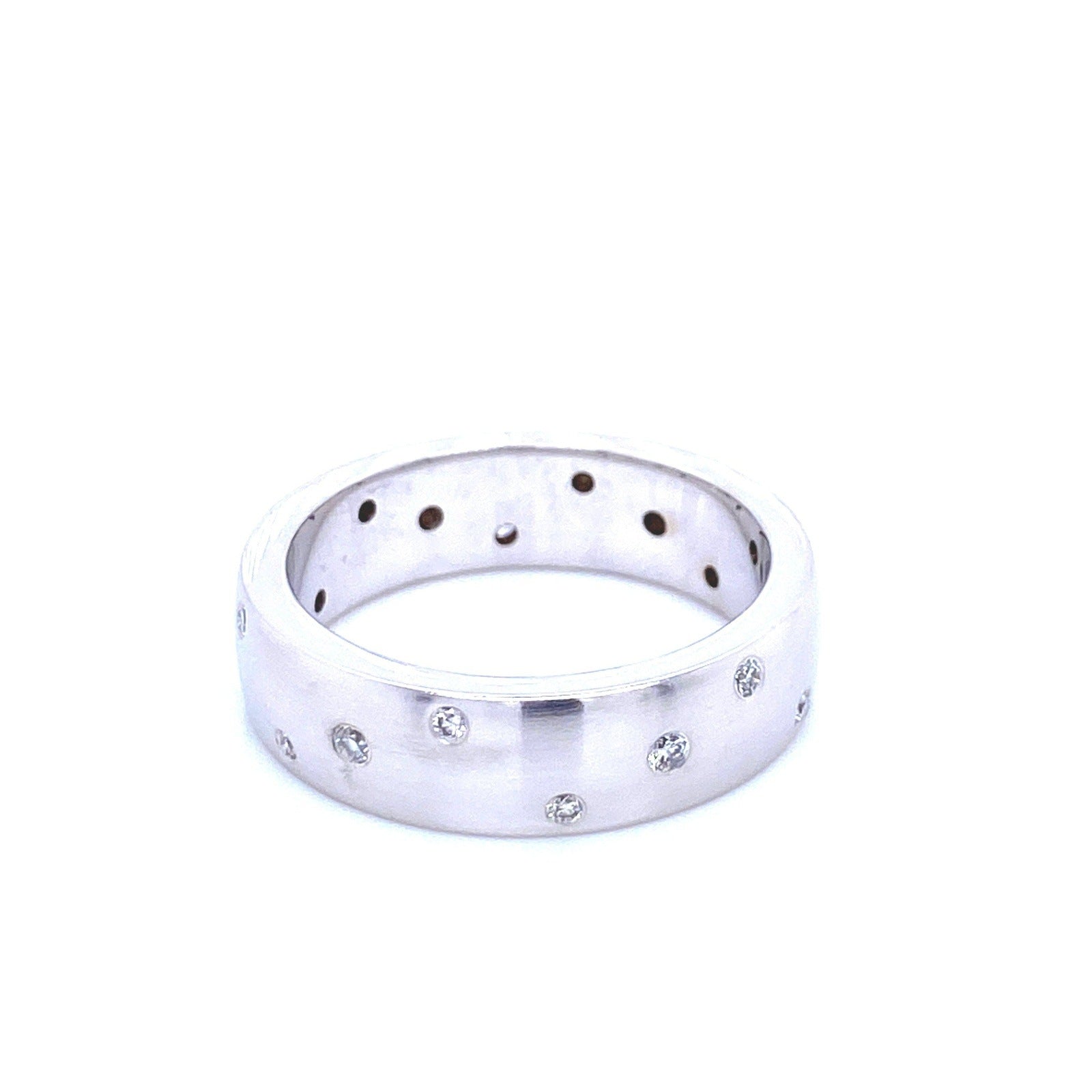 "ETNBD01125" 14K White Gold and Diamond Dot Style Wedding Band