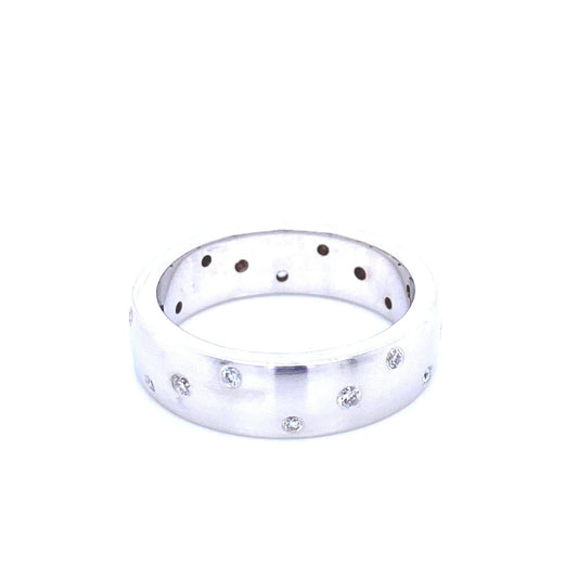 "ETNBD01125" 14K White Gold and Diamond Dot Style Wedding Band