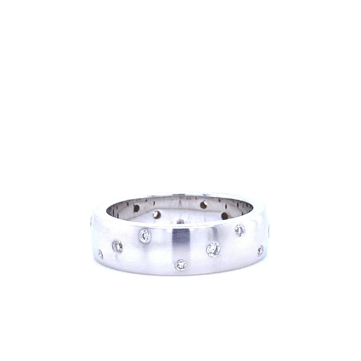 "ETNBD01125" 14K White Gold and Diamond Dot Style Wedding Band