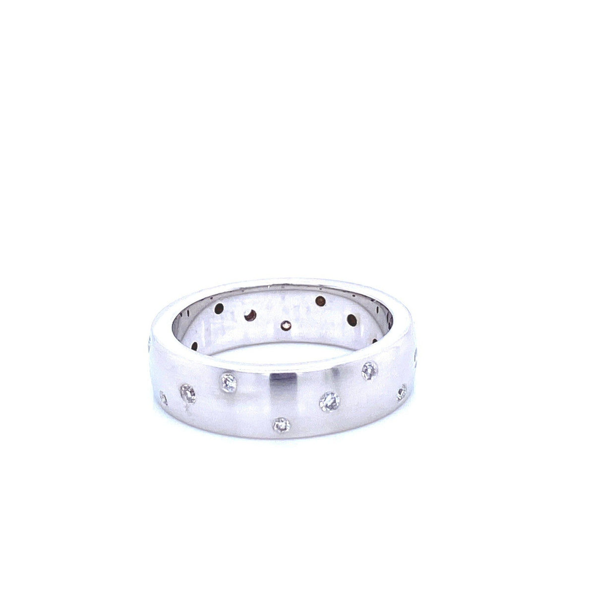 "ETNBD01125" 14K White Gold and Diamond Dot Style Wedding Band