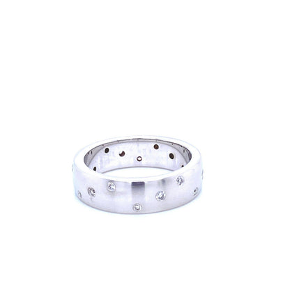 "ETNBD01125" 14K White Gold and Diamond Dot Style Wedding Band