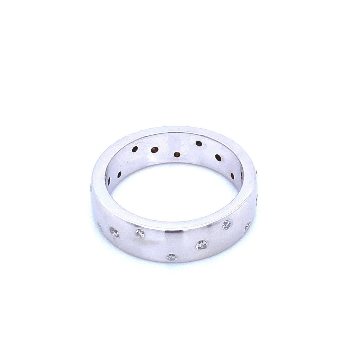 "ETNBD01125" 14K White Gold and Diamond Dot Style Wedding Band