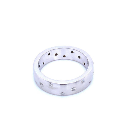 "ETNBD01125" 14K White Gold and Diamond Dot Style Wedding Band