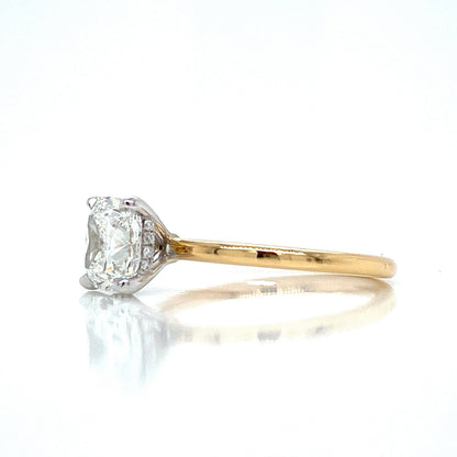 "ENGR03420" Cushion Cut Diamond with Hidden Halo Engagement Ring in Two Tone Yellow Gold