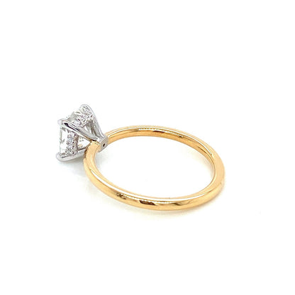 "ENGR03420" Cushion Cut Diamond with Hidden Halo Engagement Ring in Two Tone Yellow Gold