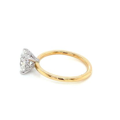 "ENGR03420" Cushion Cut Diamond with Hidden Halo Engagement Ring in Two Tone Yellow Gold