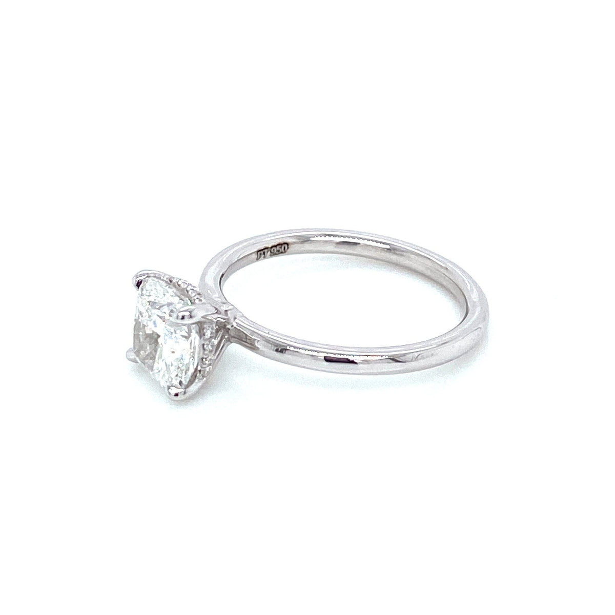 "ENGR03418" Cushion Shaped Diamond Hidden Halo Engagement Ring In Platinum