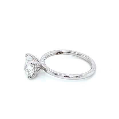 "ENGR03418" Cushion Shaped Diamond Hidden Halo Engagement Ring In Platinum