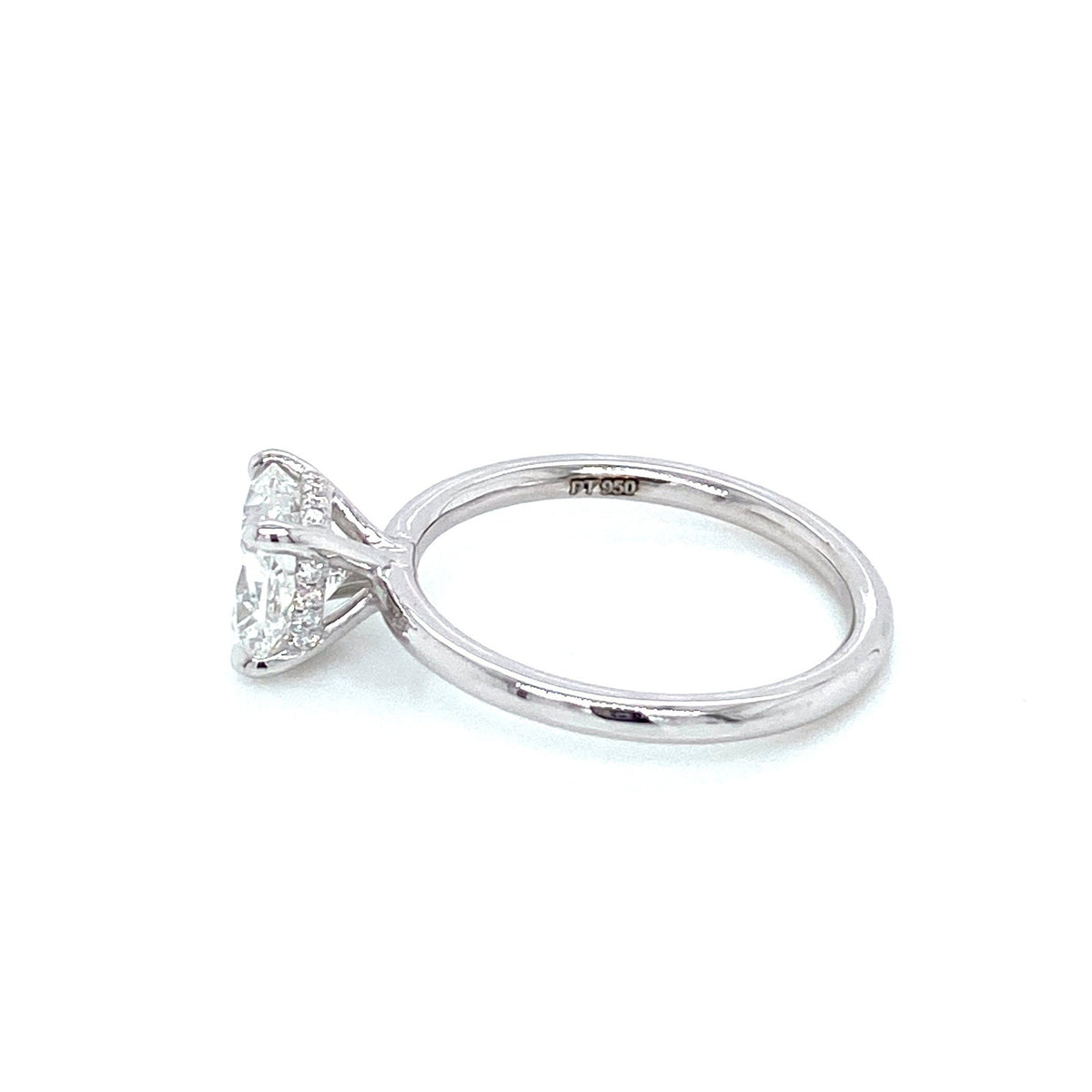 "ENGR03418" Cushion Shaped Diamond Hidden Halo Engagement Ring In Platinum