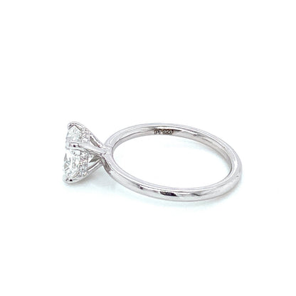 "ENGR03418" Cushion Shaped Diamond Hidden Halo Engagement Ring In Platinum