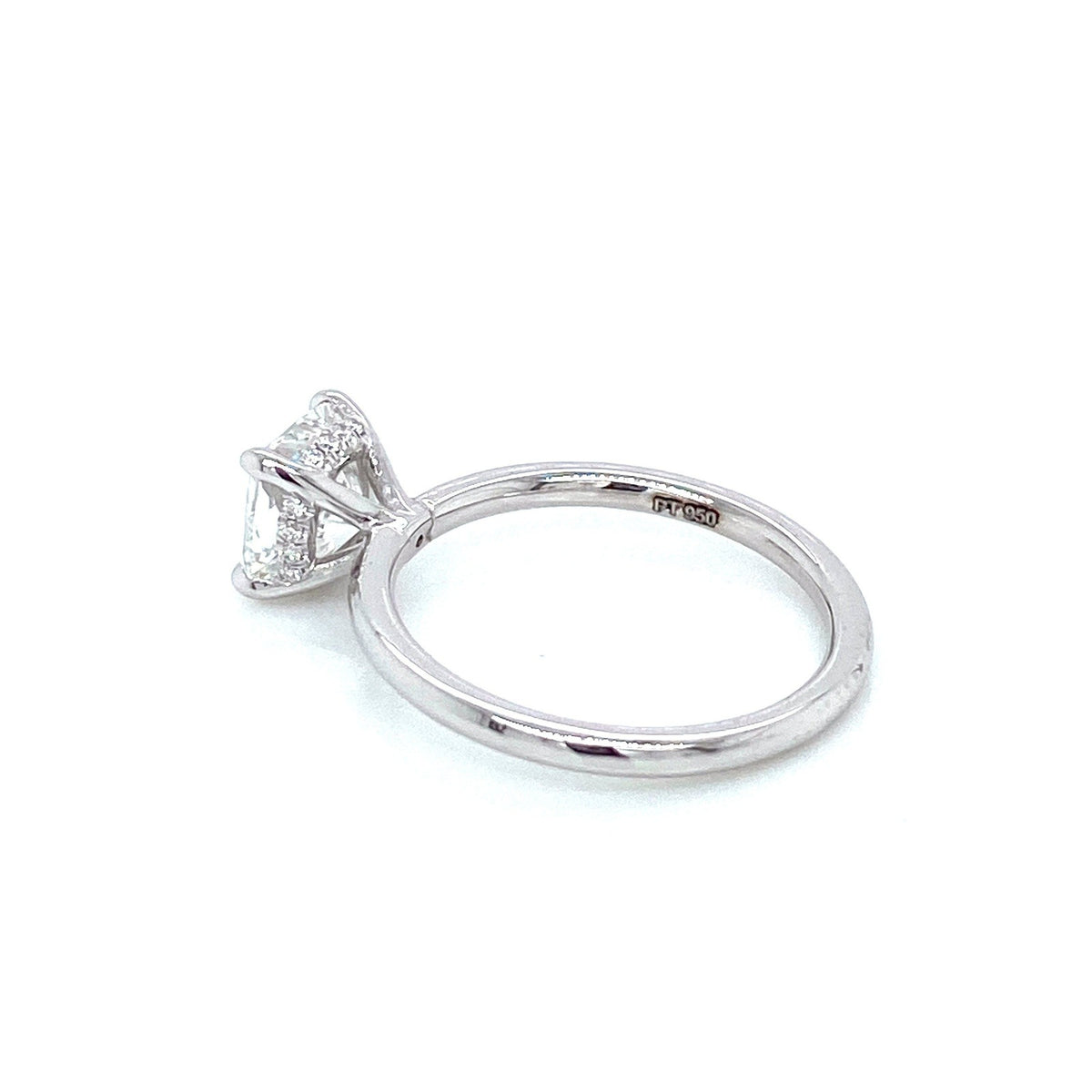 "ENGR03418" Cushion Shaped Diamond Hidden Halo Engagement Ring In Platinum