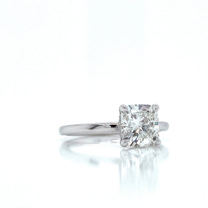 "ENGR03418" Cushion Shaped Diamond Hidden Halo Engagement Ring In Platinum