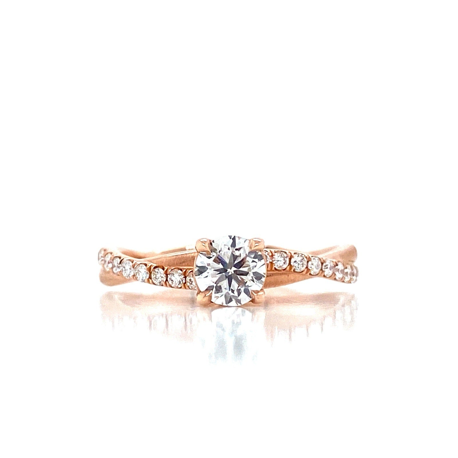 "ENGR03408" Round Diamond Engagement Ring With Twist Pave Design