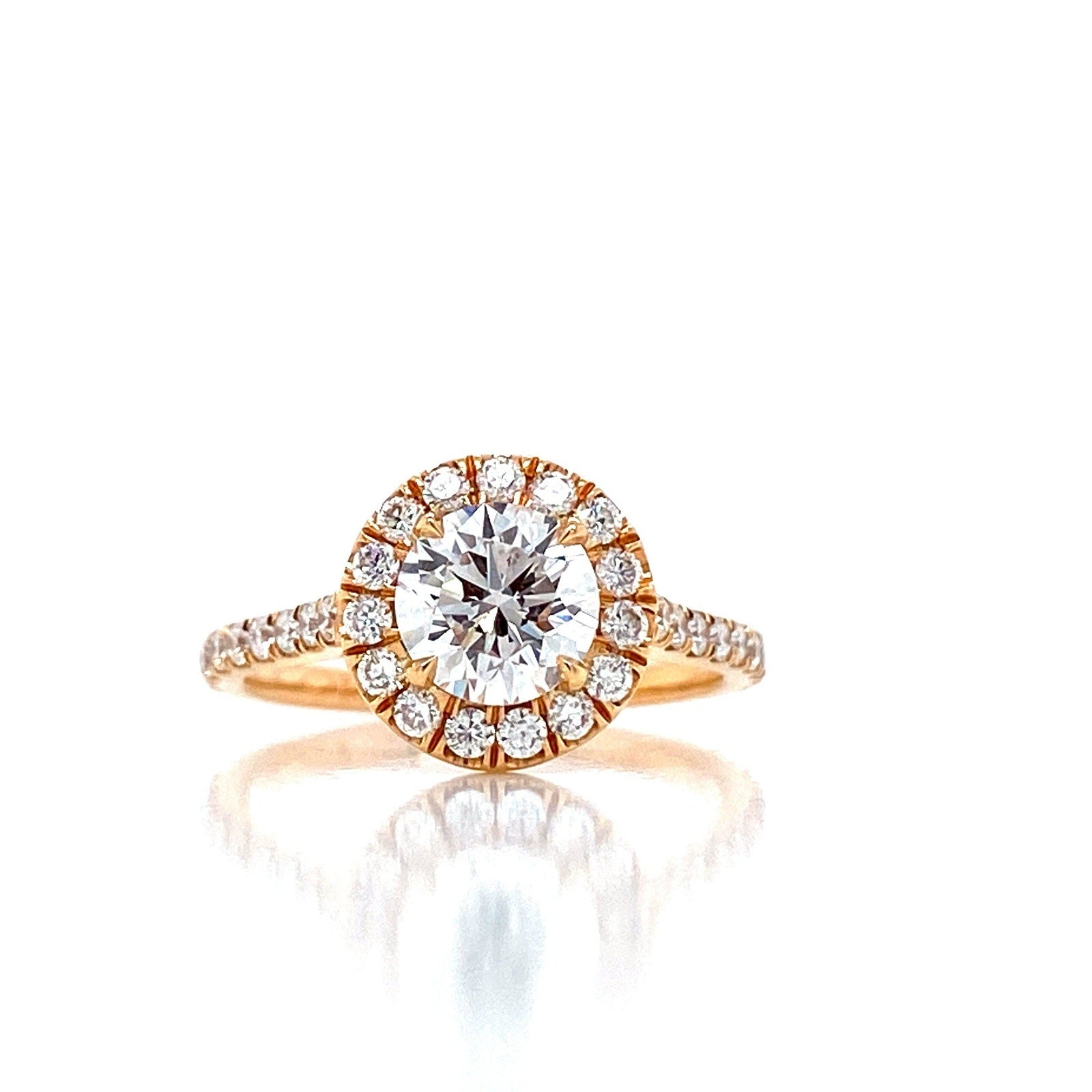 "ENGR02931" Round Diamond Halo Style Engagement Ring in Rose Gold