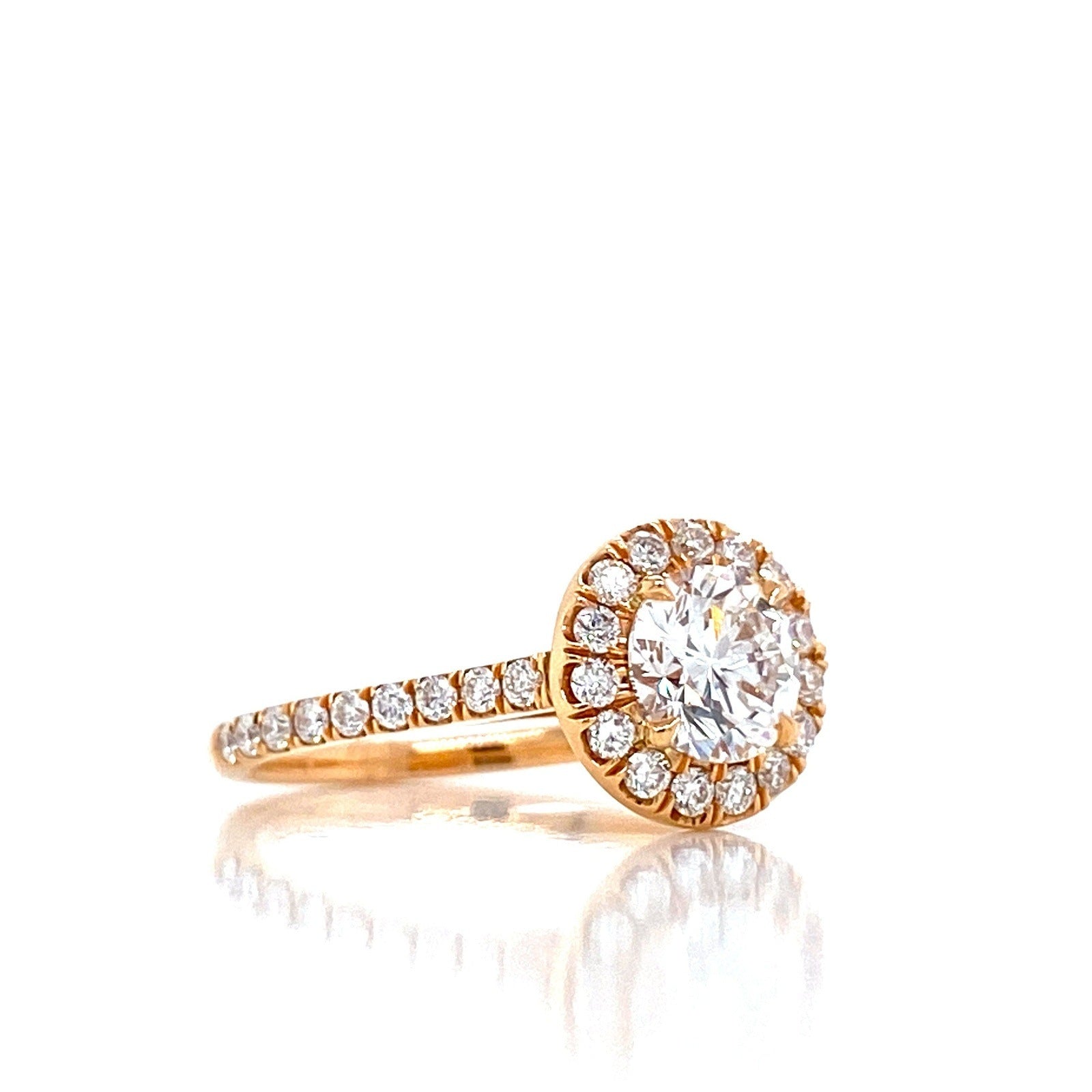 "ENGR02931" Round Diamond Halo Style Engagement Ring in Rose Gold