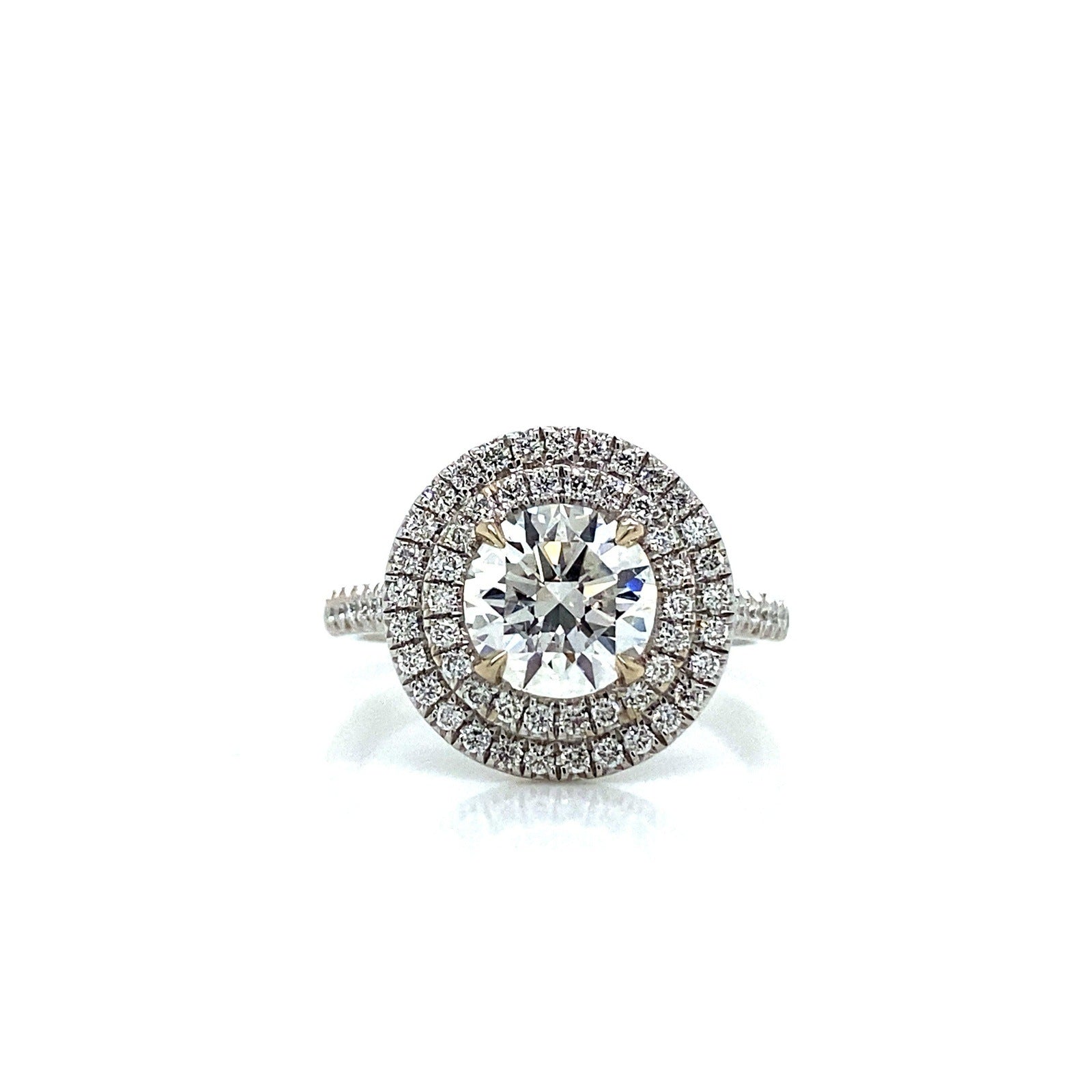 "ENGR03402" 2 Carat Double Halo Round Diamond Engagement Ring in 18K White Gold