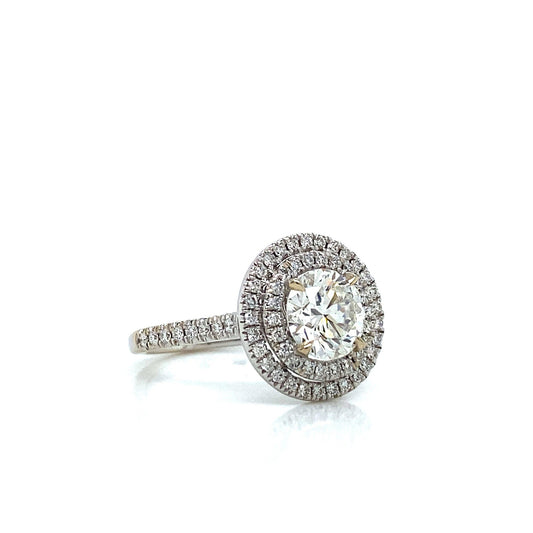 "ENGR03402" 2 Carat Double Halo Round Diamond Engagement Ring in 18K White Gold