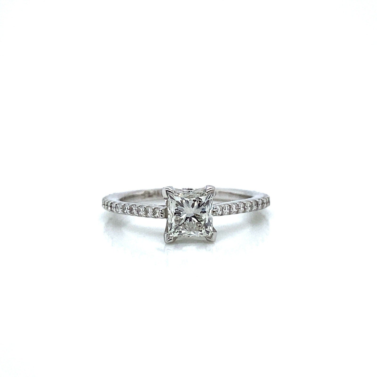 "ENGR03059" 1.23 Carat Princess Cut Diamond With Pavé Engagement Ring in Platinum