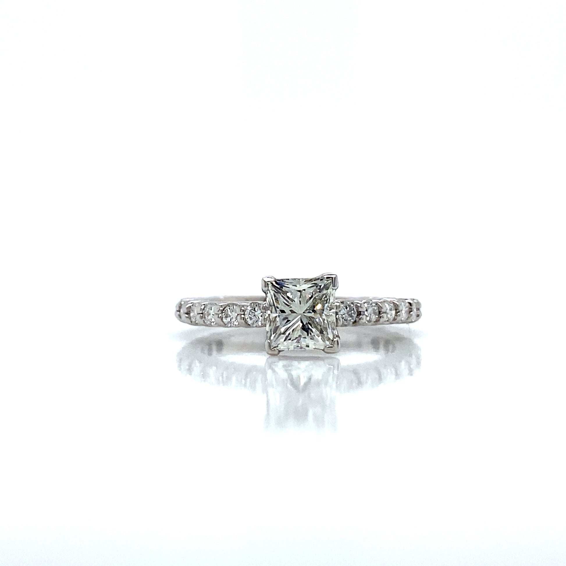 "ENGR02209" 1.43 Carat Princess Shaped Diamond with Pavé Engagement Ring in Platinum