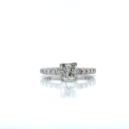 "ENGR02209" 1.43 Carat Princess Shaped Diamond with Pavé Engagement Ring in Platinum