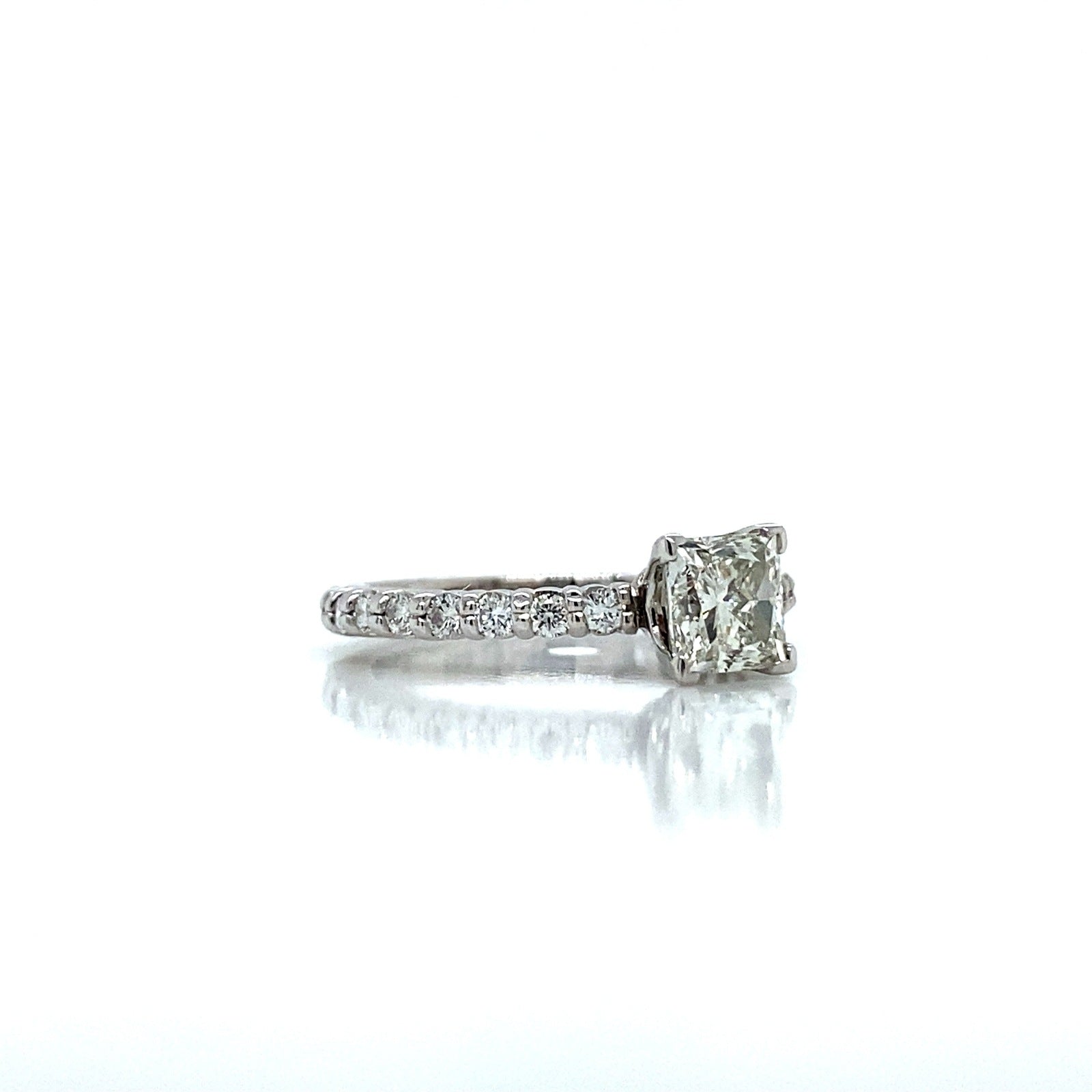 "ENGR02209" 1.43 Carat Princess Shaped Diamond with Pavé Engagement Ring in Platinum